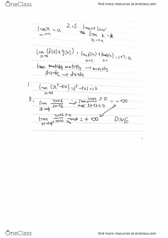 MATH 1131Q Lecture 3: Math 1131Q 2.3 note calculation limits using limit laws cover image