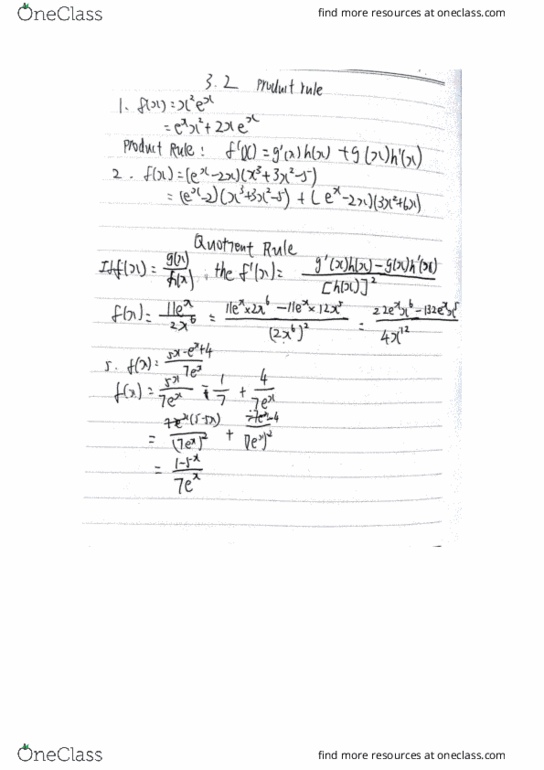 MATH 1131Q Lecture 8: Math 1131Q 3.2 note the product rule cover image