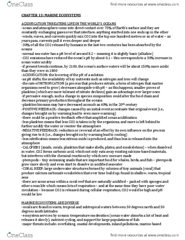 Environmental Science 1021F/G Chapter Notes - Chapter 13: 30Th Parallel South, 30Th Parallel North, Ocean Acidification thumbnail