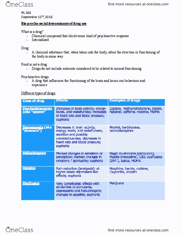 PS268 Lecture Notes - Lecture 1: Chemical Compound, Chemical Substance, Caffeine thumbnail