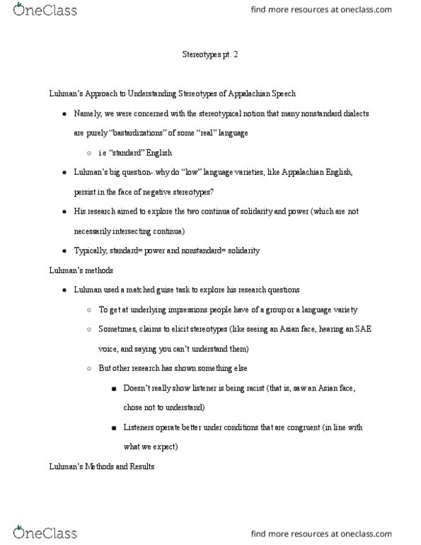 LIN 317 Lecture Notes - Lecture 9: Appalachian English, Snob thumbnail