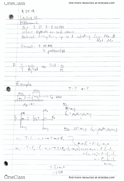 PHYSICS 1D03 Lecture 10: Midterm 1, Atwood's Machine thumbnail