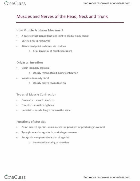 Kinesiology 2222A/B Lecture Notes - Lecture 6: Orbicularis Oculi Muscle, Quadriceps Femoris Muscle, Orbicularis Oris Muscle thumbnail