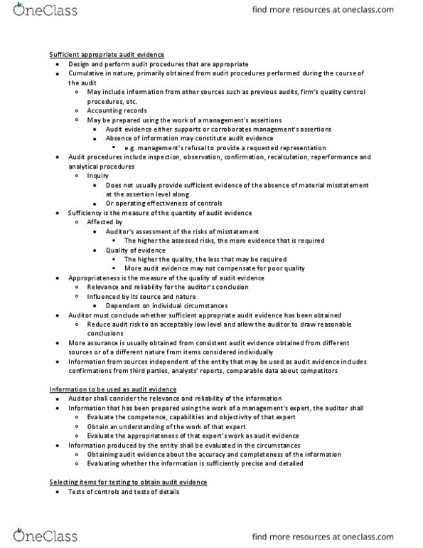 AFM202 Chapter Notes - Chapter 6: Audit Evidence, Audit Risk, Risk Assessment thumbnail