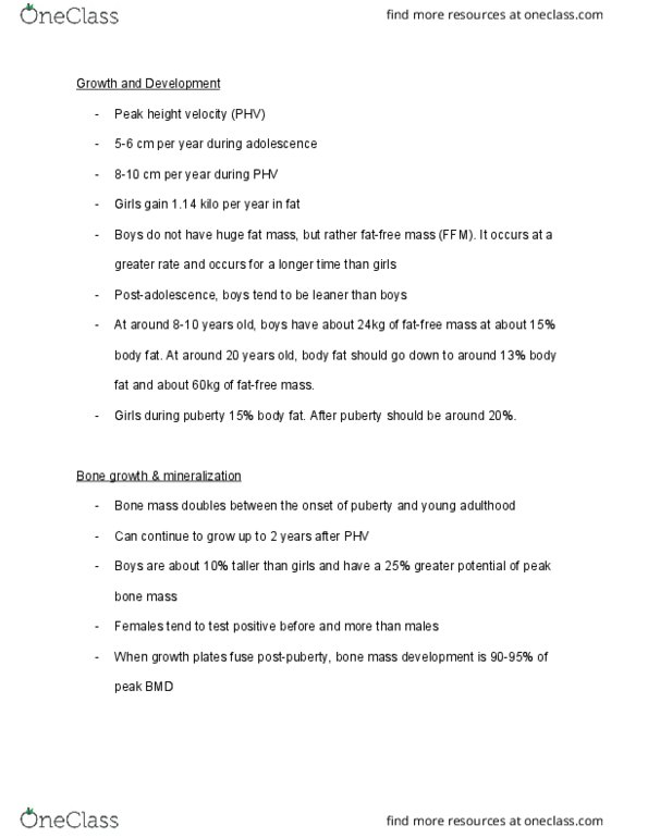 NFS 143 Lecture Notes - Lecture 10: Epiphyseal Plate, Adipose Tissue thumbnail