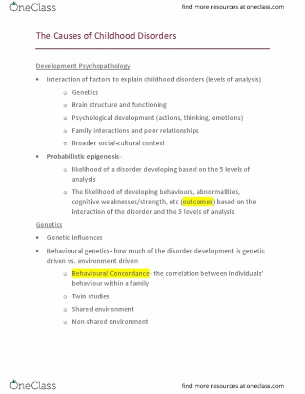 PSYC 4460 Lecture Notes - Lecture 2: Molecular Genetics, Behavioural Genetics, Twin Study thumbnail