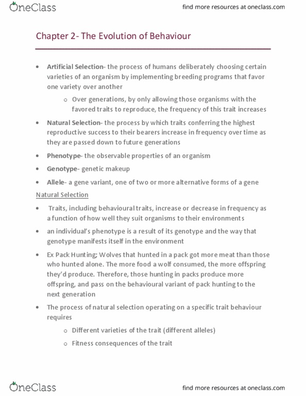 PSYC 3280 Chapter Notes - Chapter 2: Silent Mutation, Mutation, Phenotype thumbnail