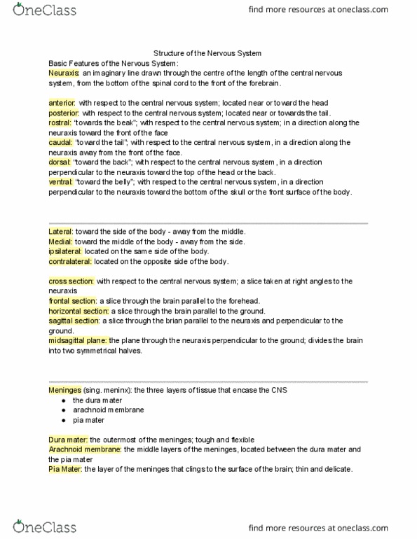 PSYCH261 Chapter Notes - Chapter 3: Superior Sagittal Sinus, Dura Mater, Pia Mater thumbnail