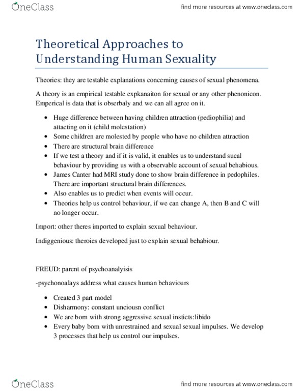 Psychology 2075 Lecture Notes - Lecture 3: Penis Envy, Sexual Intercourse, Anal Stage thumbnail