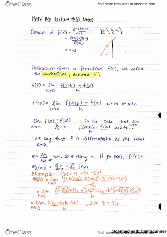 MATH 140 Lecture 10: Limits & Derivatives cover image