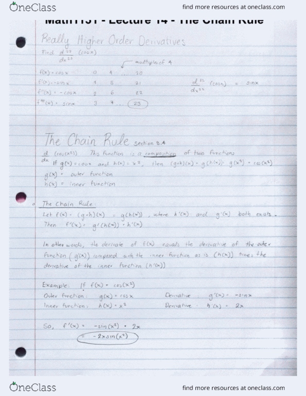 MATH 1131Q Lecture 14: Math1131 - Lecture14 - The Chain Rule cover image