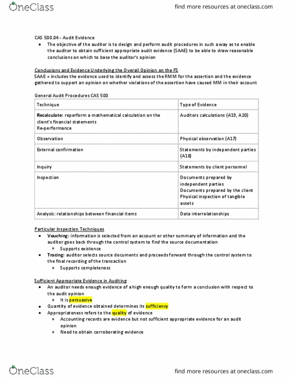 AFM202 Lecture Notes - Lecture 5: Audit Evidence, Financial Statement, Audit Risk thumbnail