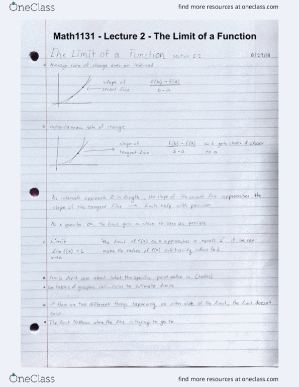 MATH 1131Q Lecture 2: Math1131 - Lecture2 - The Limit of a Function cover image