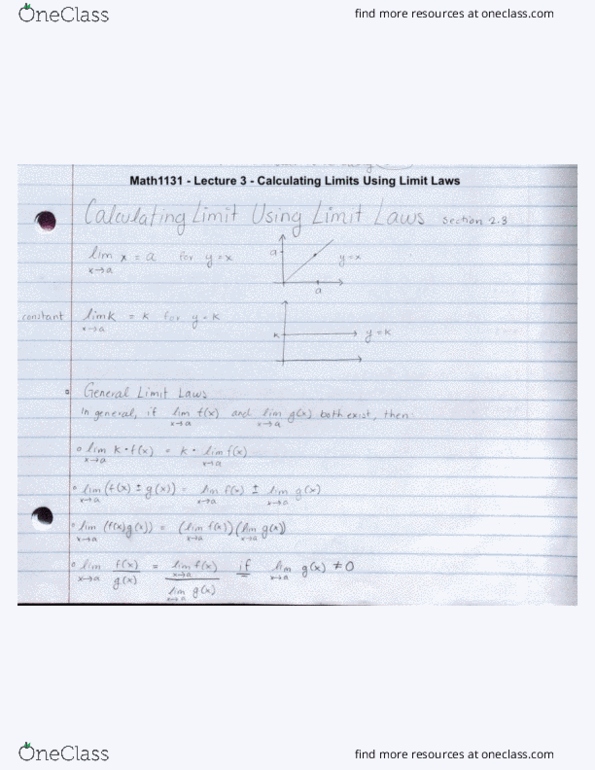 MATH 1131Q Lecture 3: Math1131 - Lecture 3 - Calculating Limits Using Limit Laws cover image