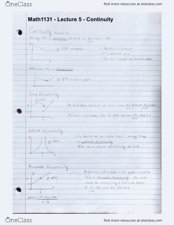 MATH 1131Q Lecture 5: Math1131 - Lecture 5 - Continuity cover image