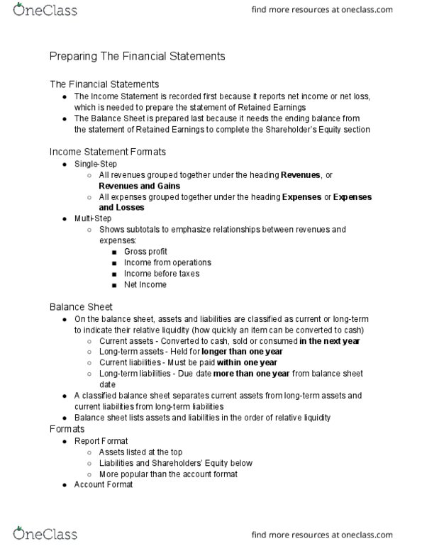 AFM101 Lecture Notes - Lecture 6: Current Liability, Balance Sheet, Retained Earnings thumbnail
