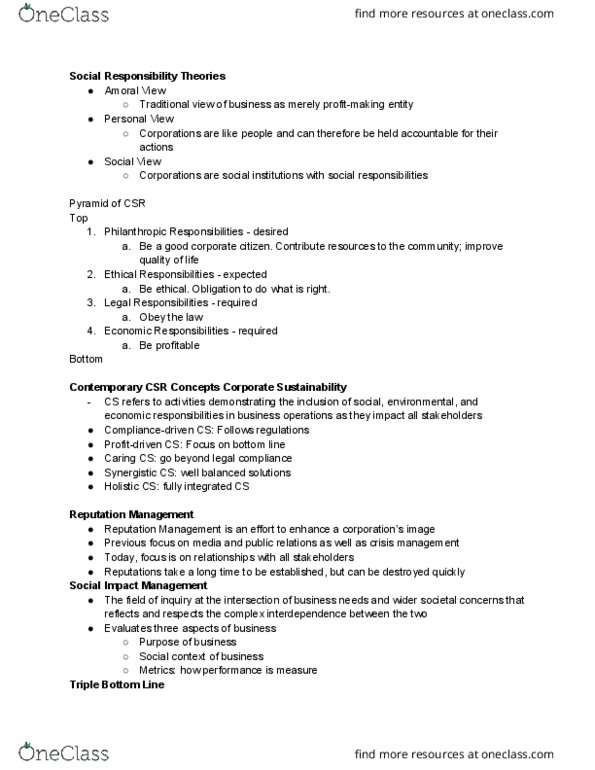 ADM 1301 Lecture Notes - Lecture 6: Triple Bottom Line, Reputation Management, Complex Interdependence thumbnail