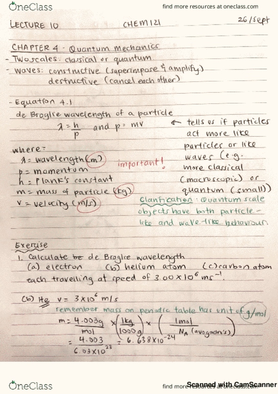 CHEM 121 Lecture 10: Quantum Mechanics & Quiz One Review cover image