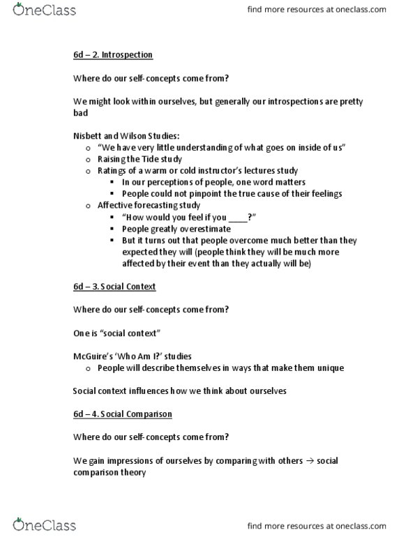 PSYCH253 Lecture Notes - Lecture 6: Social Comparison Theory, Affective Forecasting thumbnail