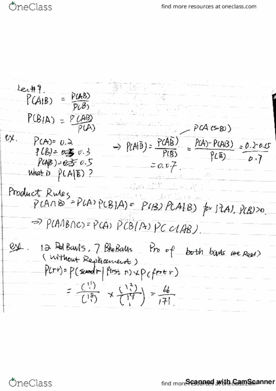 STAT230 Lecture 9: Stat 230 Lec 9 - Conditional Probability cover image