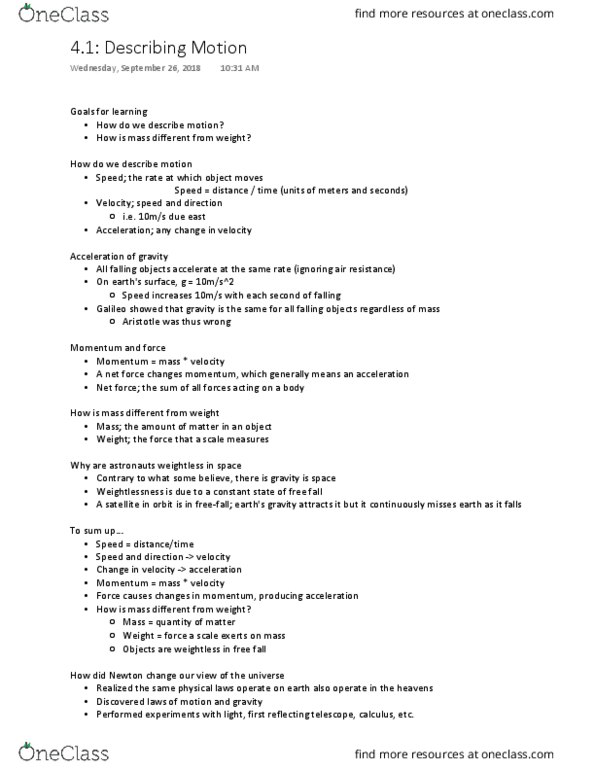 NATS 1740 Lecture 14: Describing Motion 4.1 cover image