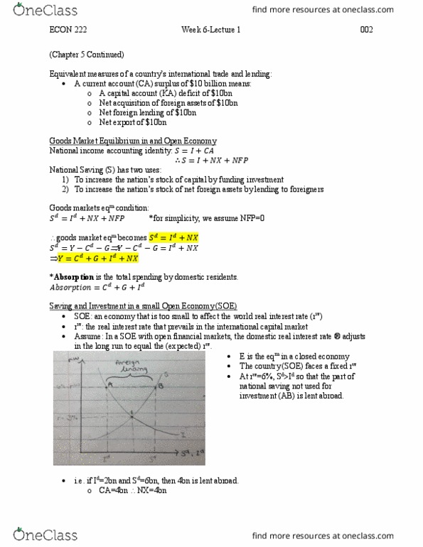 ECON 222 Lecture Notes - Lecture 15: Real Interest Rate, Capital Account, Autarky thumbnail