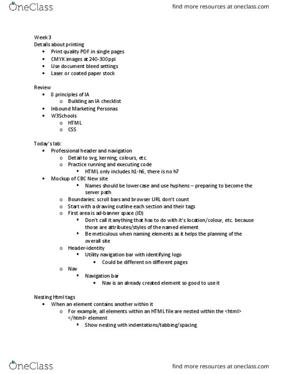 CCT360H5 Lecture Notes - Lecture 3: W3Schools, Coated Paper, Scalable Vector Graphics thumbnail