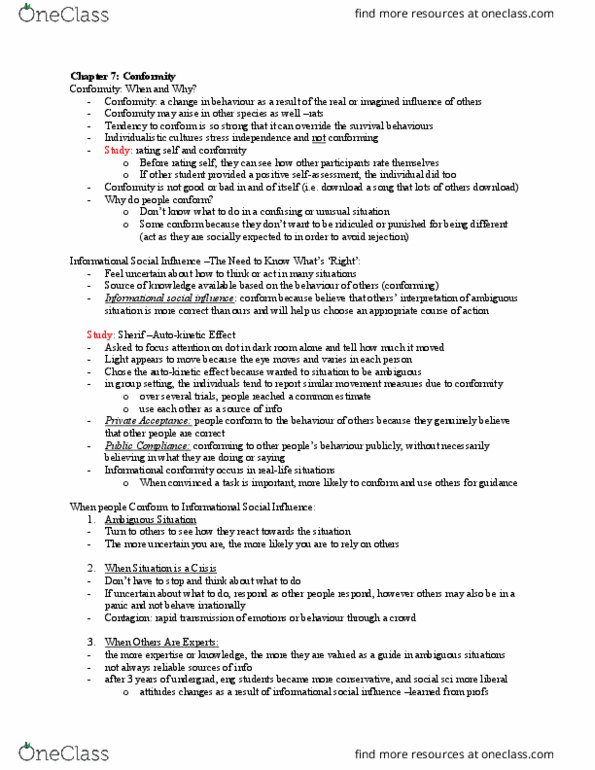 Psychology 2720A/B Chapter Notes - Chapter 7: Social Proof, Mass Psychogenic Illness, Working Mass thumbnail