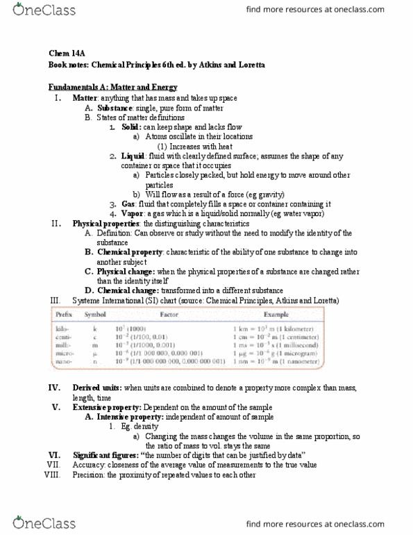 CHEM 14A Chapter Notes - Chapter FA-FB: Chemical Property, Chemical Energy, Significant Figures thumbnail