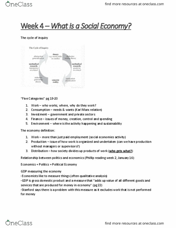 SOSC 1341 Lecture Notes - Lecture 4: Gross Domestic Product, Social Economy, Channel One News cover image