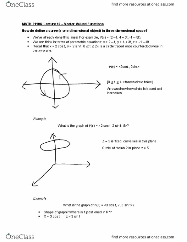MATH 2110Q Lecture Notes - Lecture 10: Product Rule, Unit Vector cover image