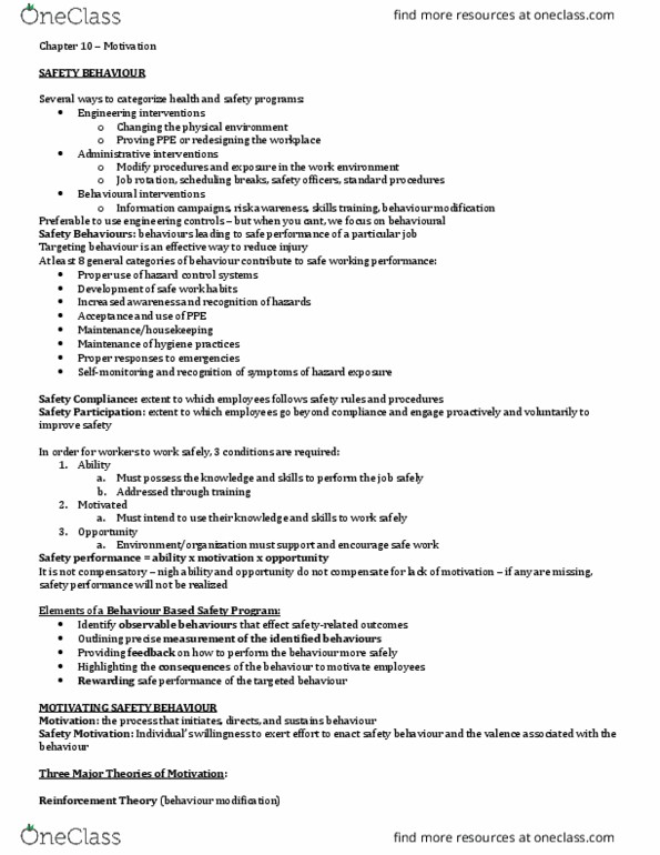 Management and Organizational Studies 3344A/B Chapter Notes - Chapter 10: Engineering Controls, Occupational Safety And Health, Job Rotation thumbnail