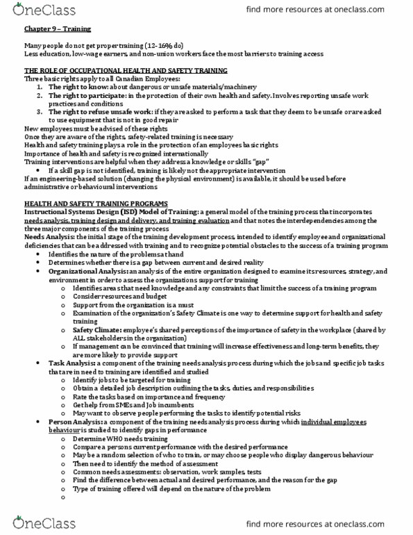 Management and Organizational Studies 3344A/B Chapter Notes - Chapter 9: Occupational Safety And Health, Absenteeism thumbnail