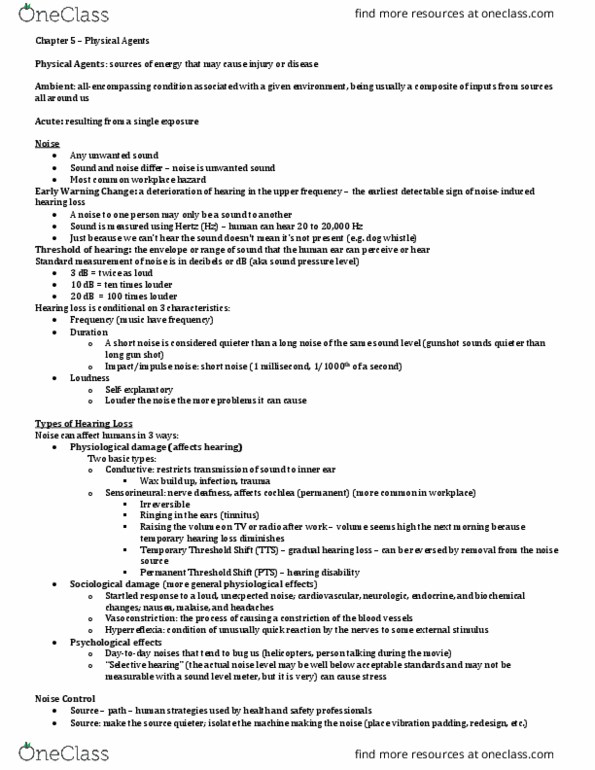 Management and Organizational Studies 3344A/B Chapter Notes - Chapter 5: Sound Level Meter, Sound Pressure, Noise Reduction thumbnail