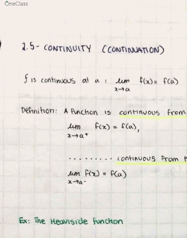 Calculus 1000A/B Lecture 14: Calculus 1000A Section 2.5 Continuity cover image