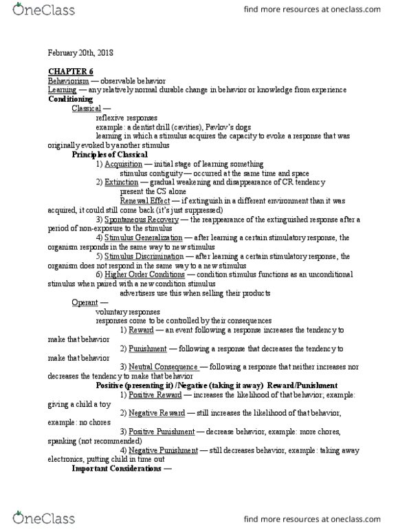 PSYCH 2010 Lecture Notes - Lecture 15: Hot Stove, Motivation, Operant Conditioning thumbnail