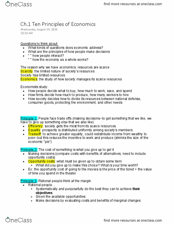 ECON 2010 Lecture Notes - Lecture 2: Opportunity Cost, Market Failure, Externality thumbnail