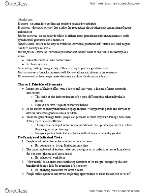 ECON 103 Lecture Notes - Lecture 8: Ceteris Paribus, Efficient-Market Hypothesis, Market Economy cover image