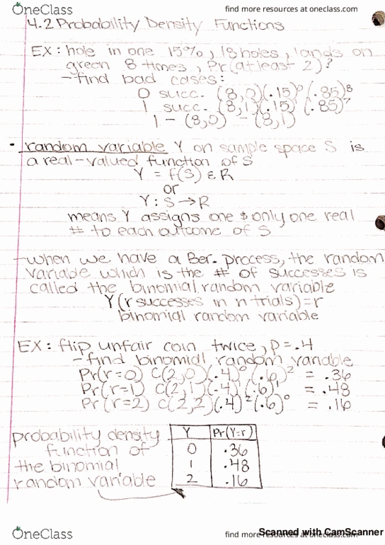 MATH-M 118 Lecture 17: M118 - Lecture 4.2 Random Variables and Probability Density Functions cover image