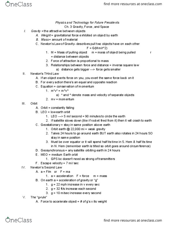 PHYSICS 10 Chapter Notes - Chapter 3: Inverse-Square Law, Escape Velocity, University Of Manchester thumbnail