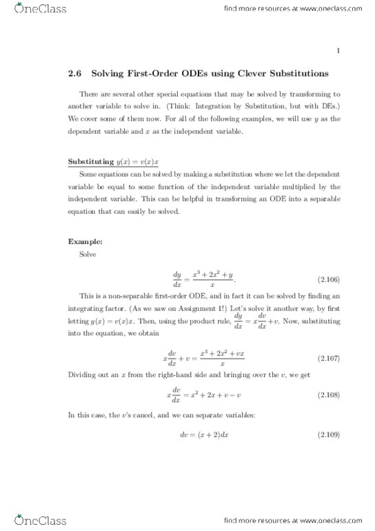 MATH 2270 Lecture Notes - Lecture 4: Orthogonal Trajectory, Bernoulli'S Principle, Integrating Factor thumbnail