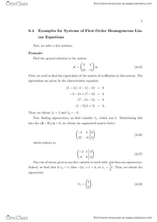 MATH 2270 Lecture Notes - Generalized Eigenvector, Augmented Matrix, Free Variables And Bound Variables thumbnail