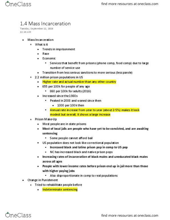 SOC 306 Lecture Notes - Lecture 4: Three-Strikes Law, Prison Reform thumbnail