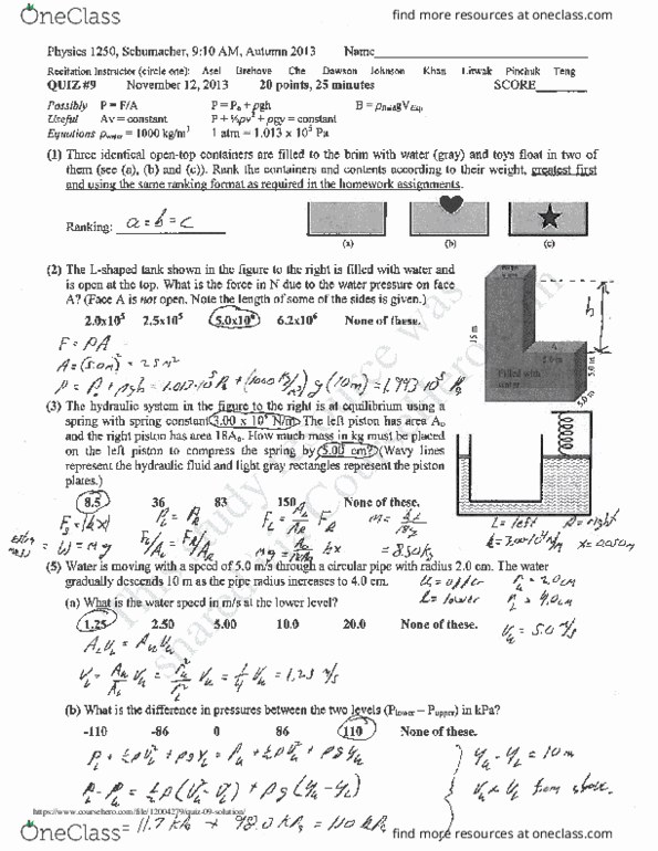 Study Guides for PHYSICS 1250 at Ohio State University (OSU) OneClass