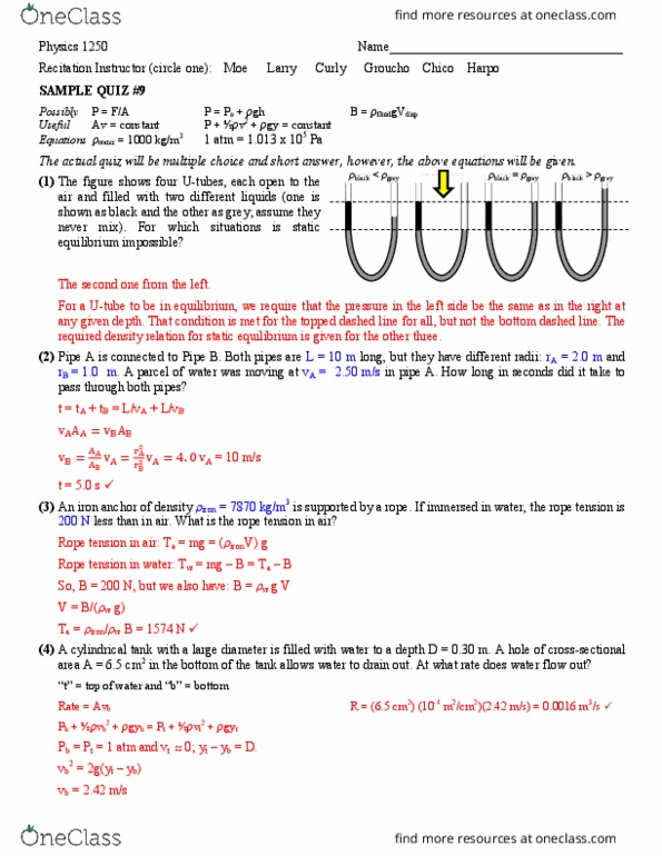 Study Guides for PHYSICS 1250 at Ohio State University (OSU) OneClass