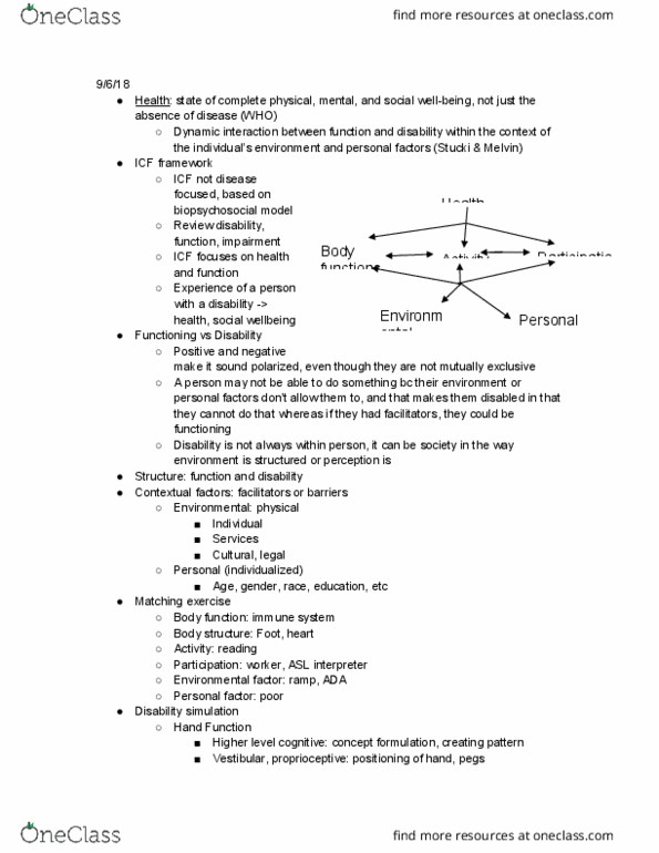 SAR HP 320 Lecture Notes - Lecture 2: Biopsychosocial Model, Proprioception, Environmental Factor thumbnail