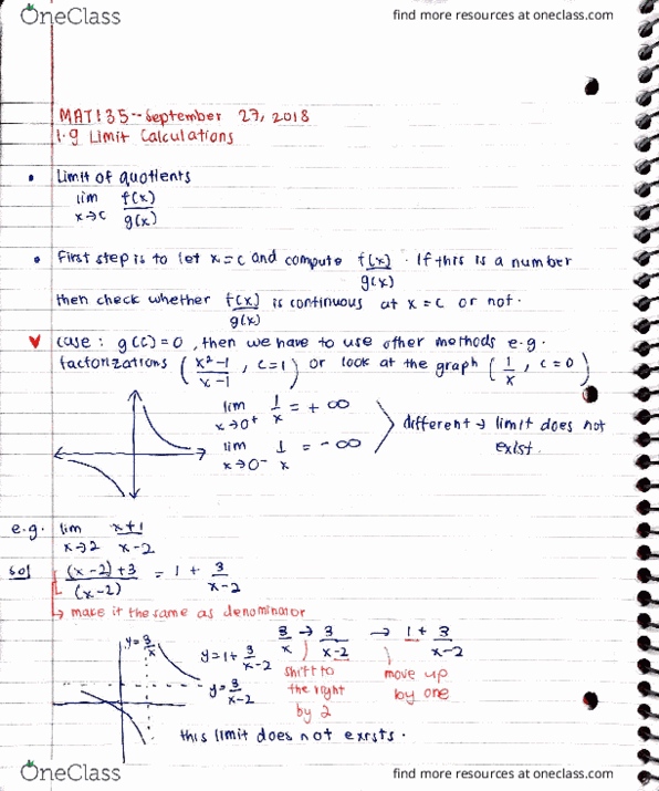 MAT135H1 Lecture 7: 1.9 Limit Calculations cover image