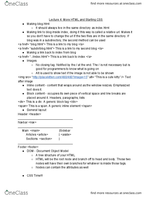 CS 290 Lecture Notes - Lecture 4: Document Object Model, Javascript thumbnail