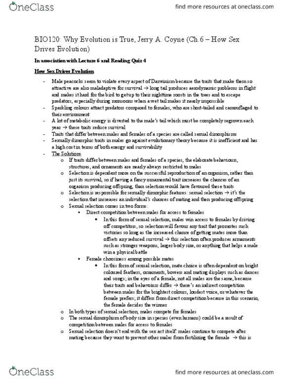 BIO120H1 Chapter Notes - Chapter 6: Mate Choice, Anaphrodisiac, Parthenogenesis thumbnail