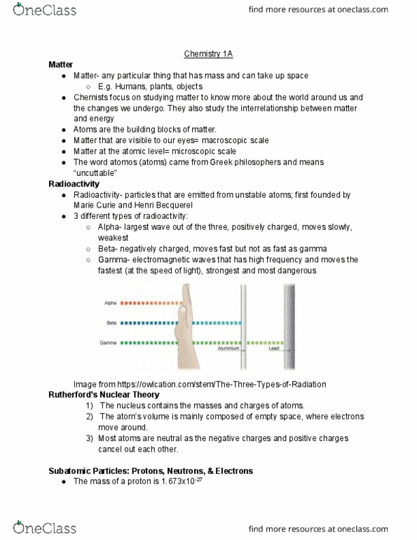 CHEM 1A Lecture Notes - Lecture 1: Henri Becquerel, Atomic Number, Magnesium thumbnail